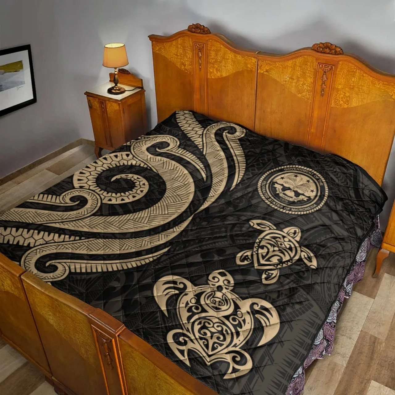 Federated States of Micronesia Premium Quilt - Gold Tentacle Turtle 2