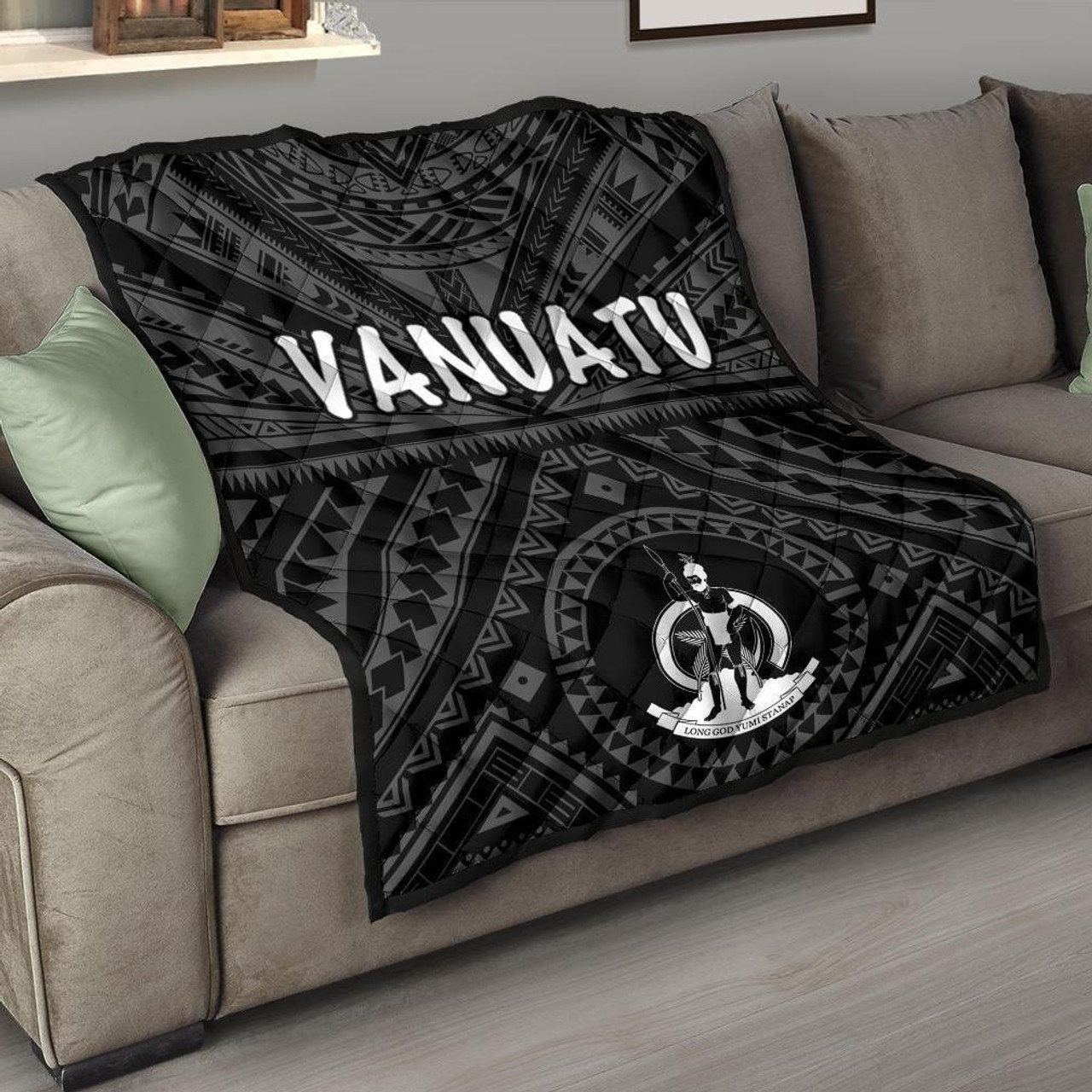 Vanuatu Premium Quilt - Vanuatu Seal With Polynesian Tattoo Style 1