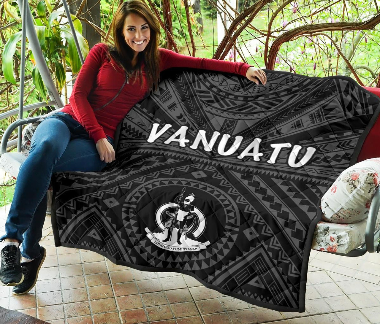 Vanuatu Premium Quilt - Vanuatu Seal With Polynesian Tattoo Style 8