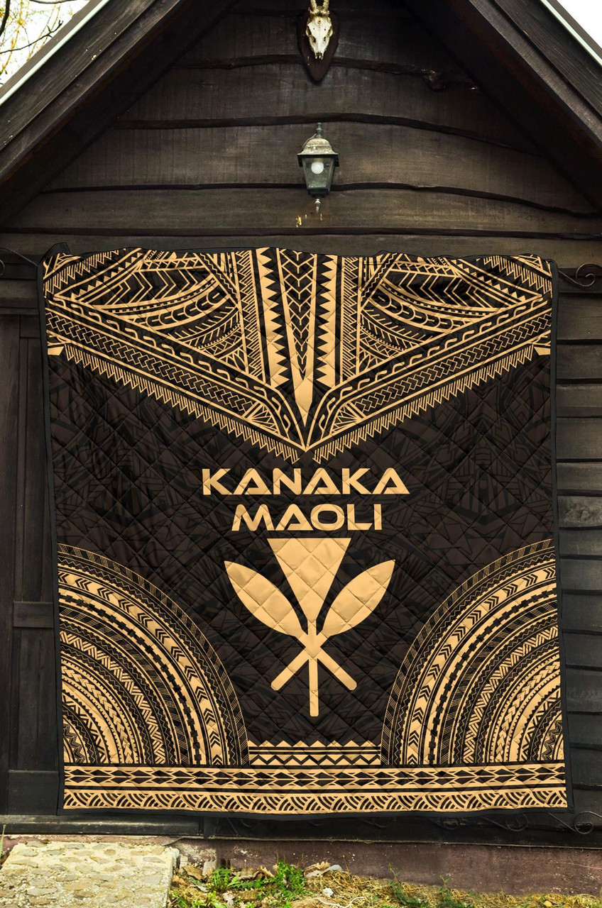 Hawaii Premium Quilt - Kanaka Maoli Polynesian Chief Gold Version 3