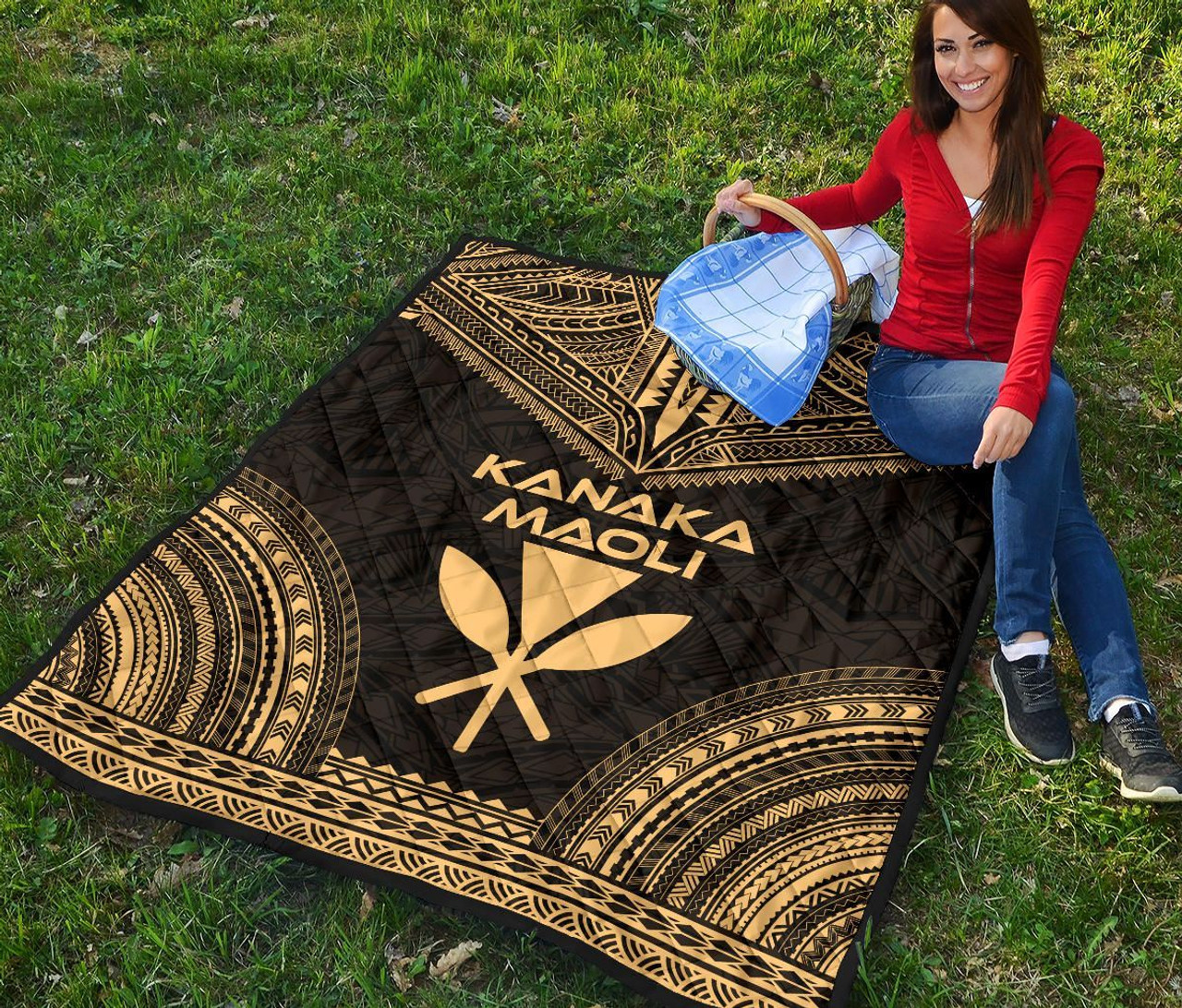 Hawaii Premium Quilt - Kanaka Maoli Polynesian Chief Gold Version 4