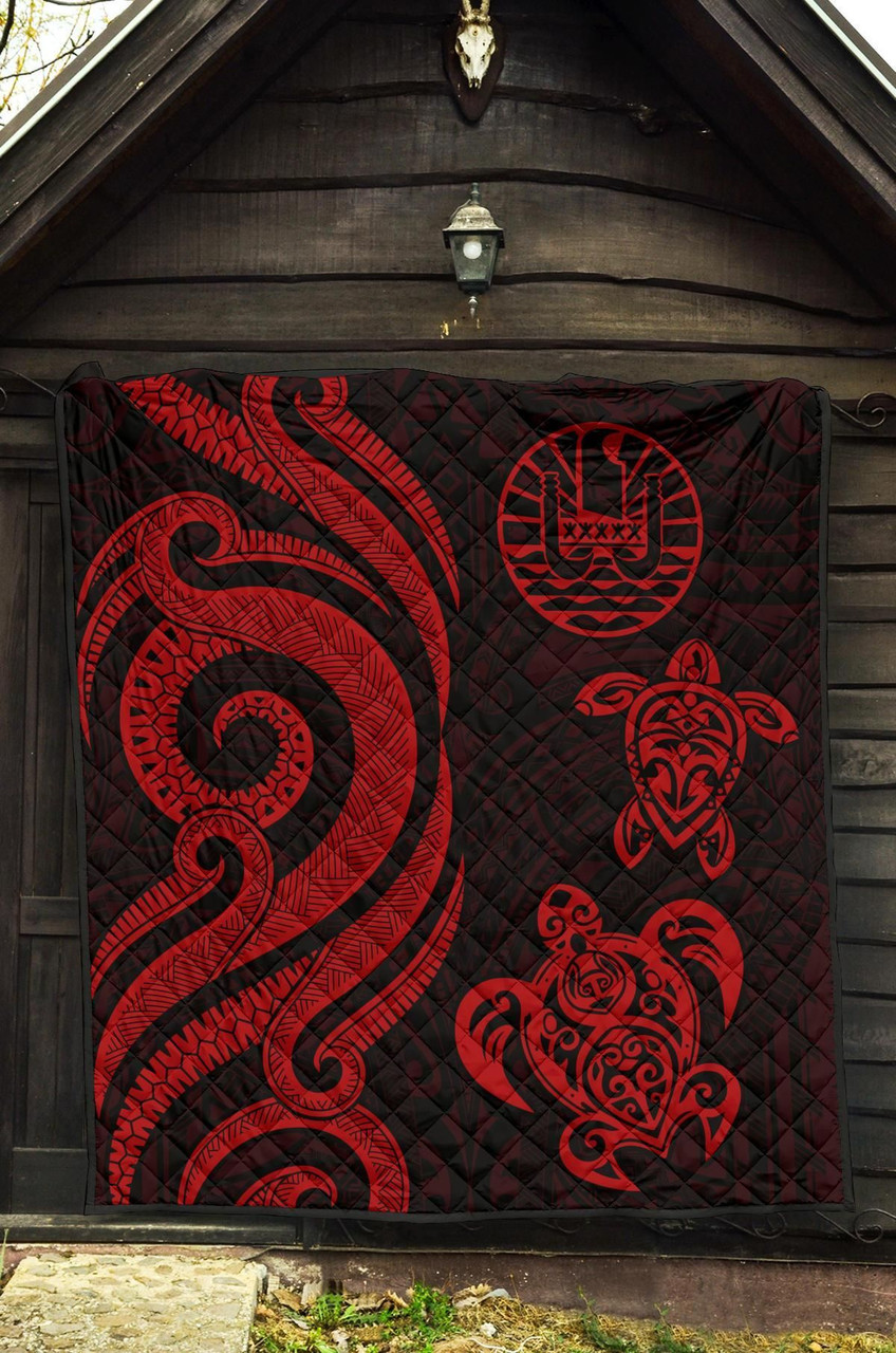 Tahiti Polynesian Premium Quilt - Red Tentacle Turtle 5