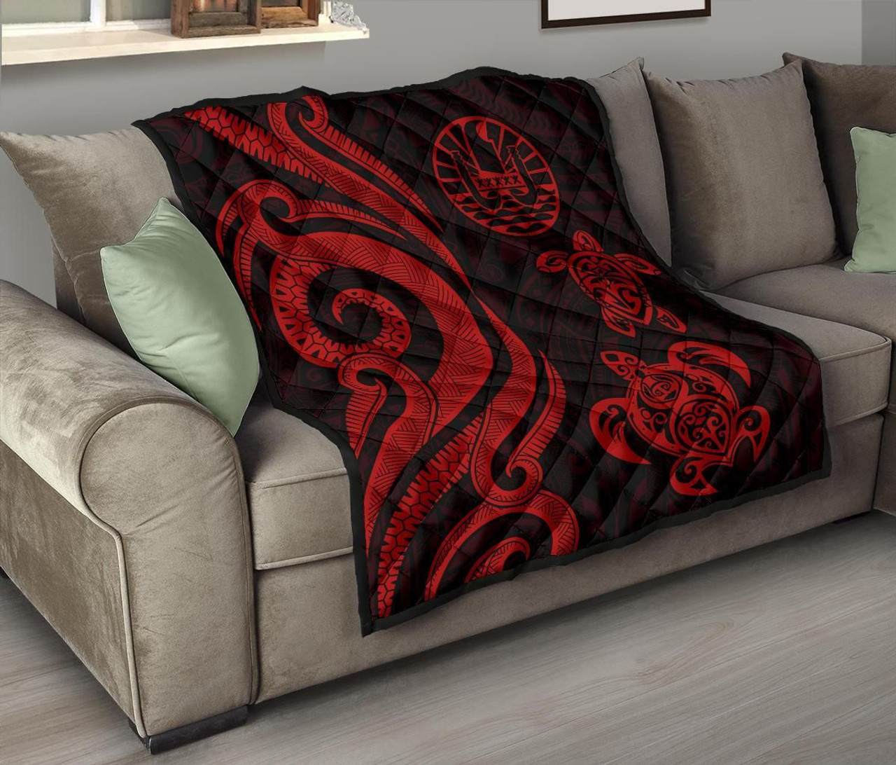 Tahiti Polynesian Premium Quilt - Red Tentacle Turtle 9