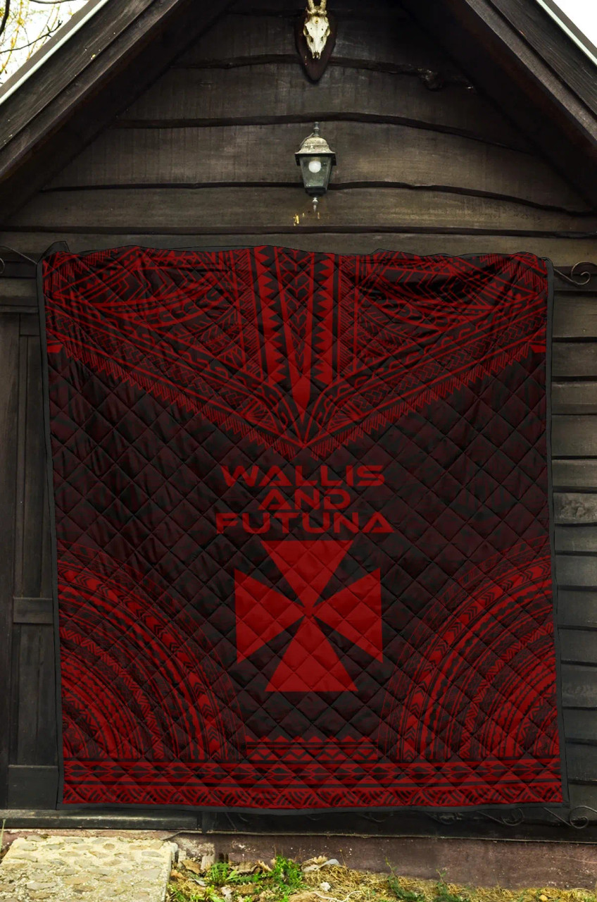 Wallis And Futuna Premium Quilt - Wallis And Futuna Coat Of Arms Polynesian Chief Red Version 3