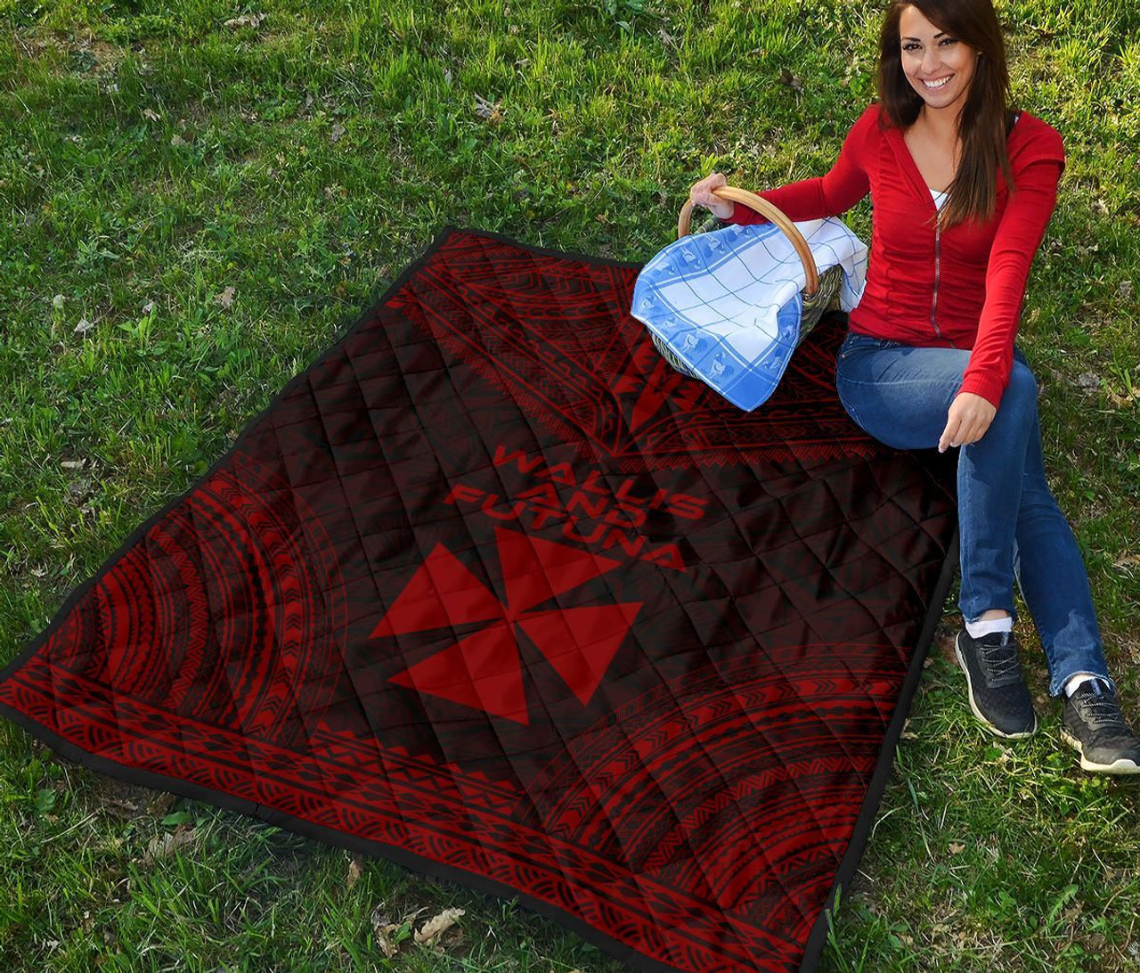 Wallis And Futuna Premium Quilt - Wallis And Futuna Coat Of Arms Polynesian Chief Red Version 4