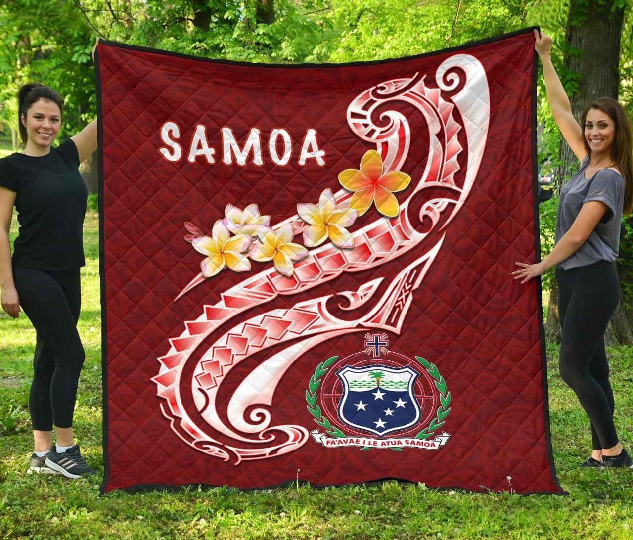 Samoa Premium Quilt - Samoa Seal  Polynesian Patterns Plumeria 2