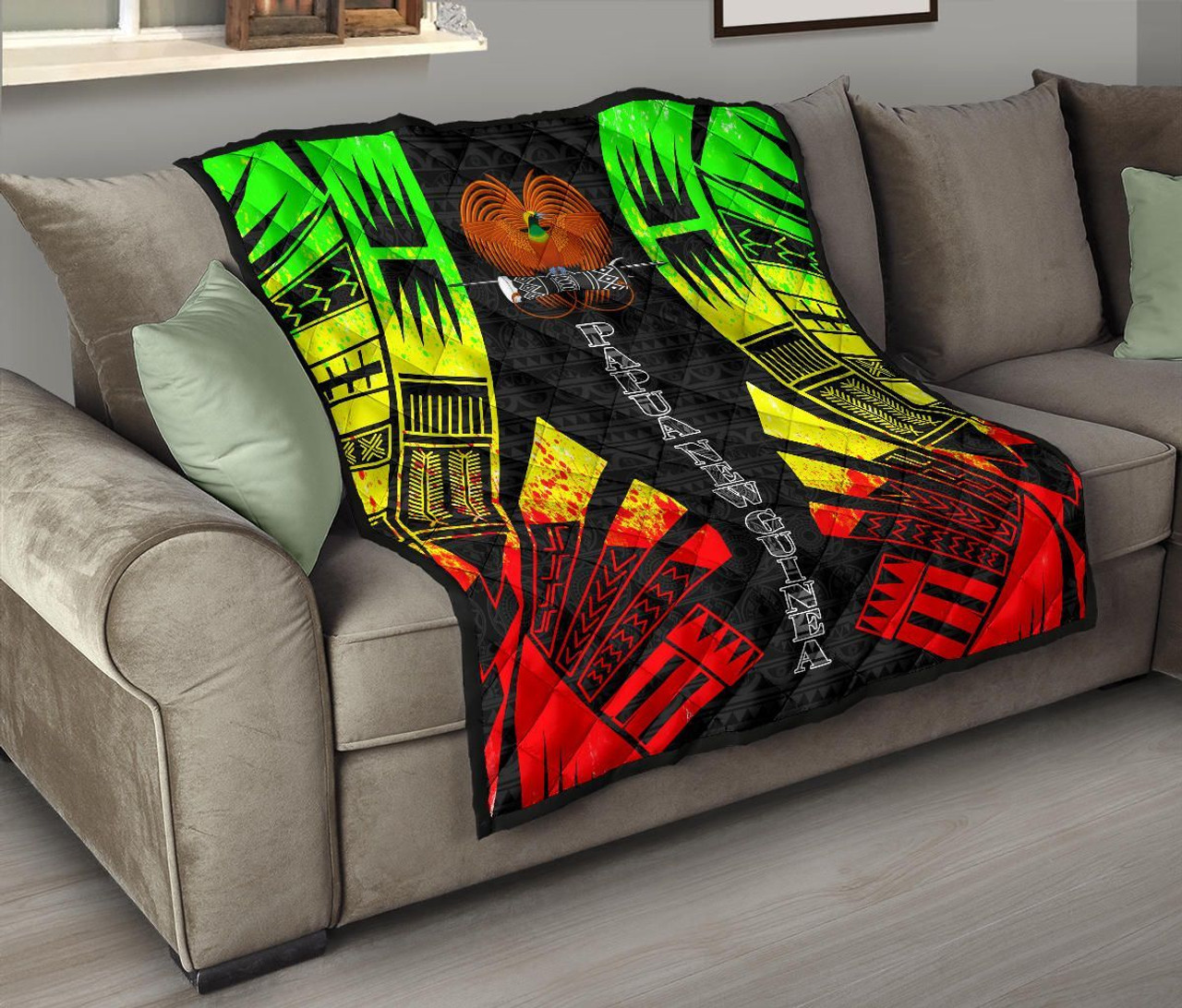 Papua New Guinea Premium Quilt - Papua New Guinea Coat Of Arsms Polynesian Reggae Tattoo 9