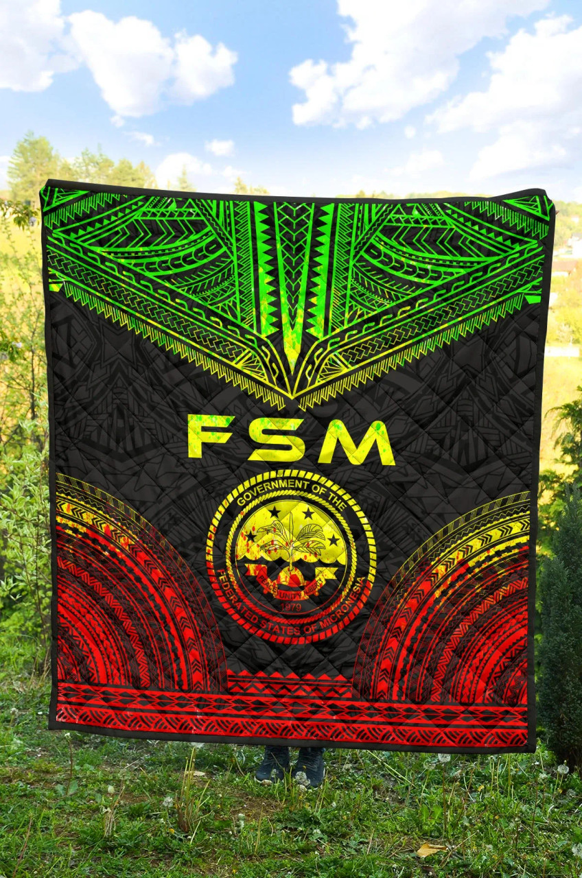 Federated States Of Micronesia Premium Quilt - FSM Seal Polynesian Chief Reggae Version 2