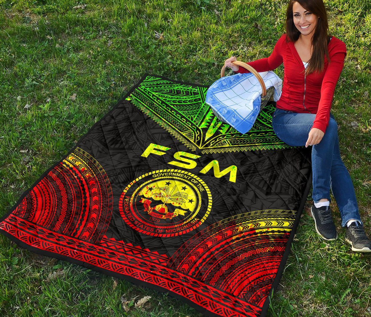 Federated States Of Micronesia Premium Quilt - FSM Seal Polynesian Chief Reggae Version 4