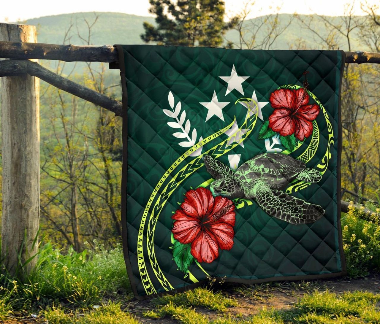 Kosrae Polynesian Premium Quilt - Green Turtle Hibiscus 8