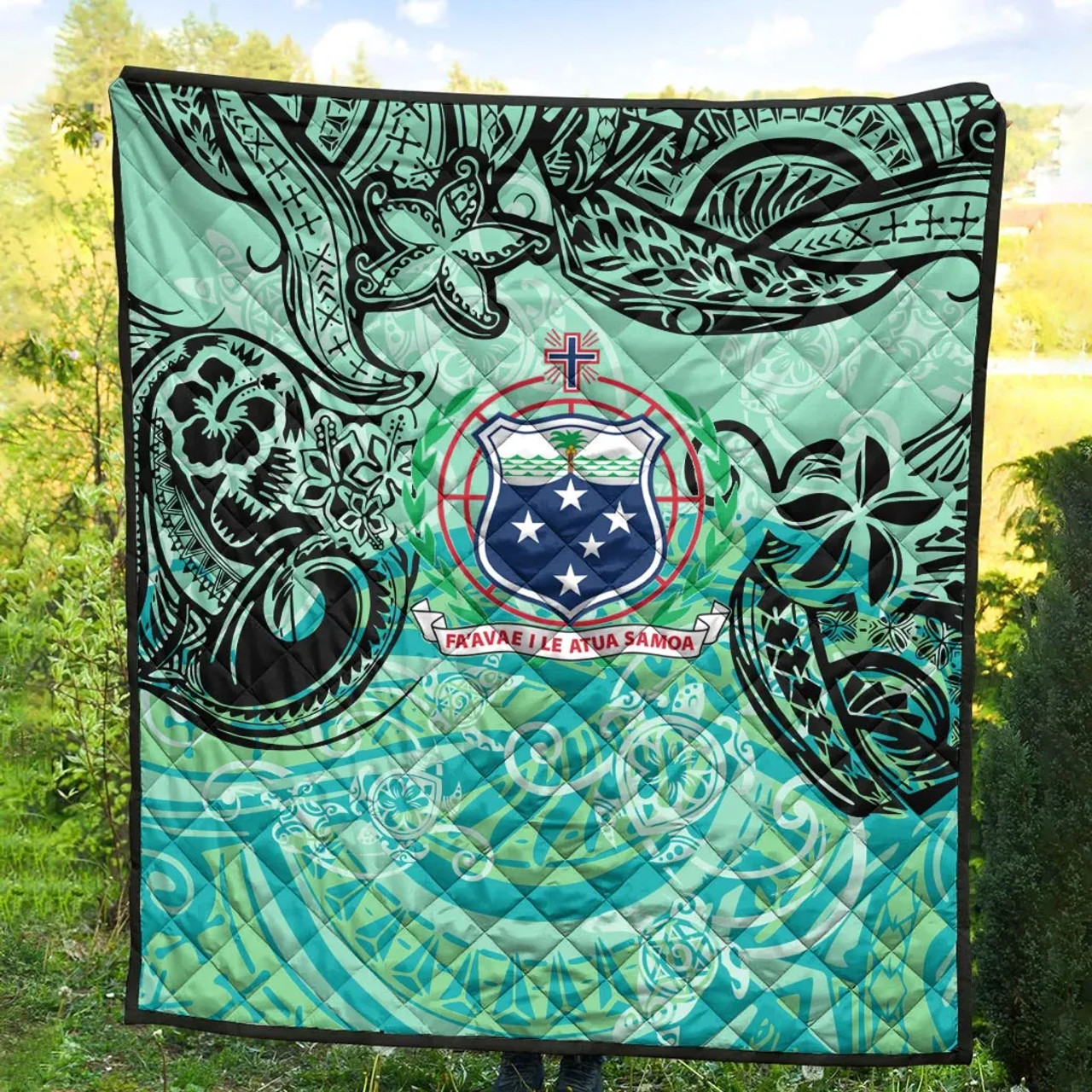 Samoa Polynesian Premium Quilt - Vintage Floral Pattern Green Color 4