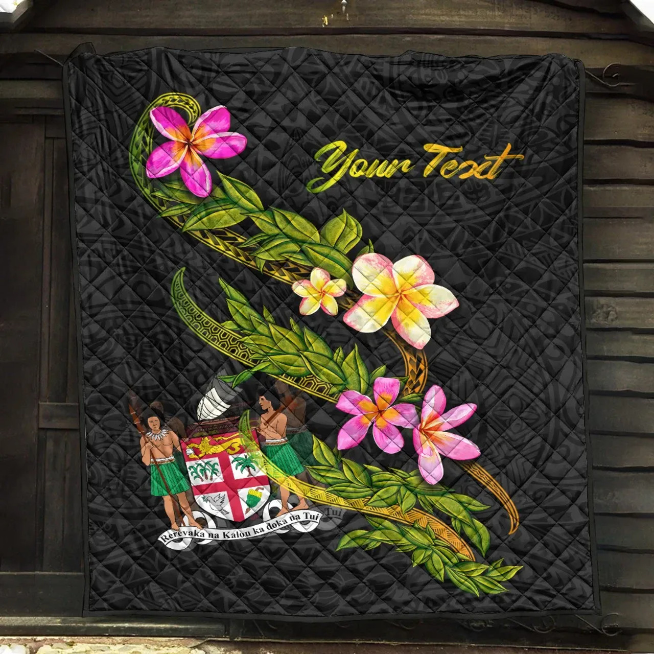 Fiji Polynesian Custom Personalised Quilt - Plumeria Tribal 5