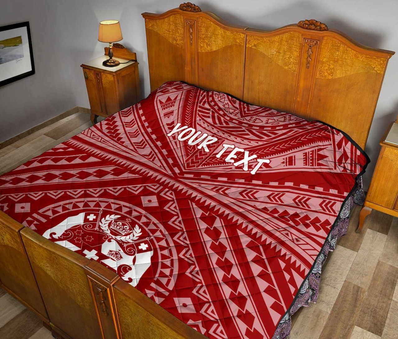 Tonga Personalised Premium Quilt - Tonga Seal With Polynesian Tattoo Style (Red) 3