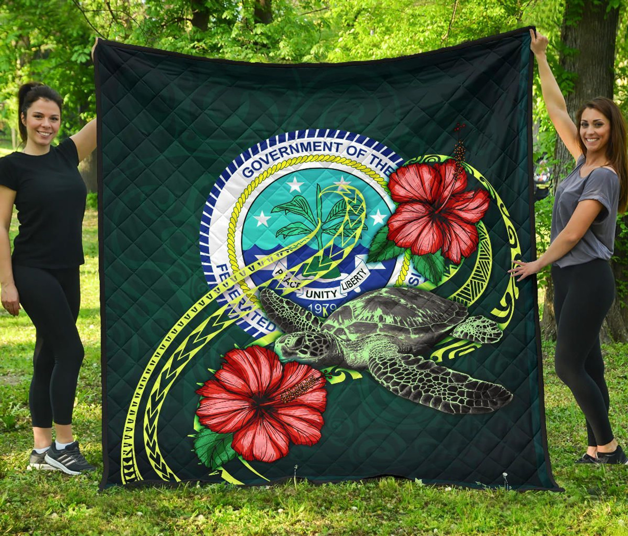 Federated States of Micronesia Premium Quilt - Green Turtle Hibiscus 1