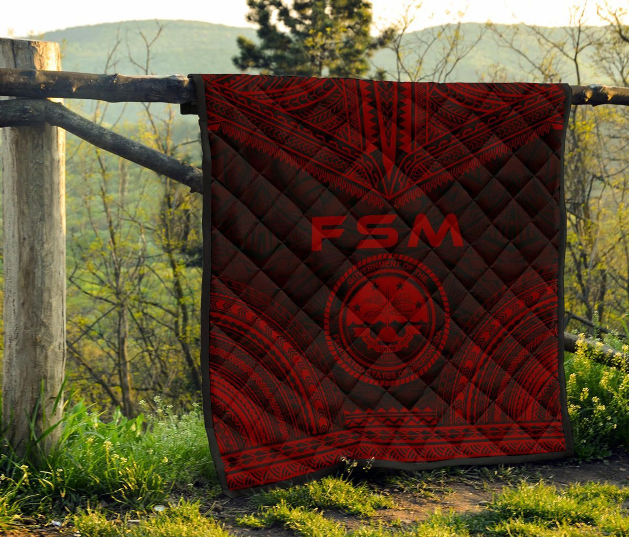 Federated States Of Micronesia Premium Quilt - FSM Seal Polynesian Chief Red Version 6