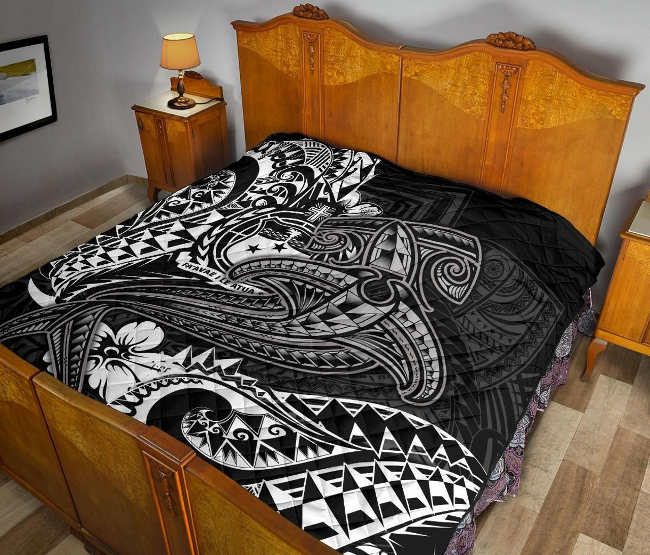 Samoa Premium Quilt - White Shark Polynesian Tattoo 10