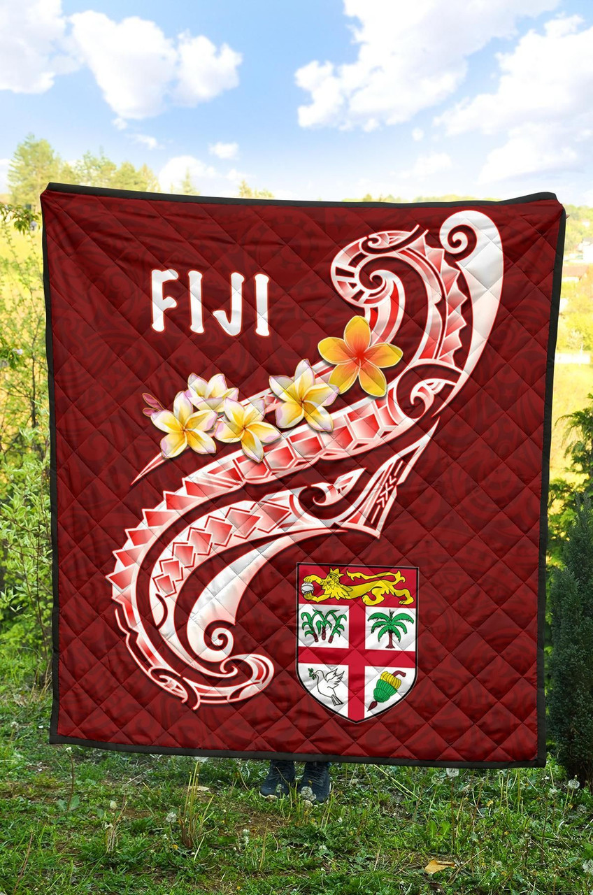 Fiji Premium Quilt - Fiji Seal  Polynesian Patterns Plumeria  (Red) 5