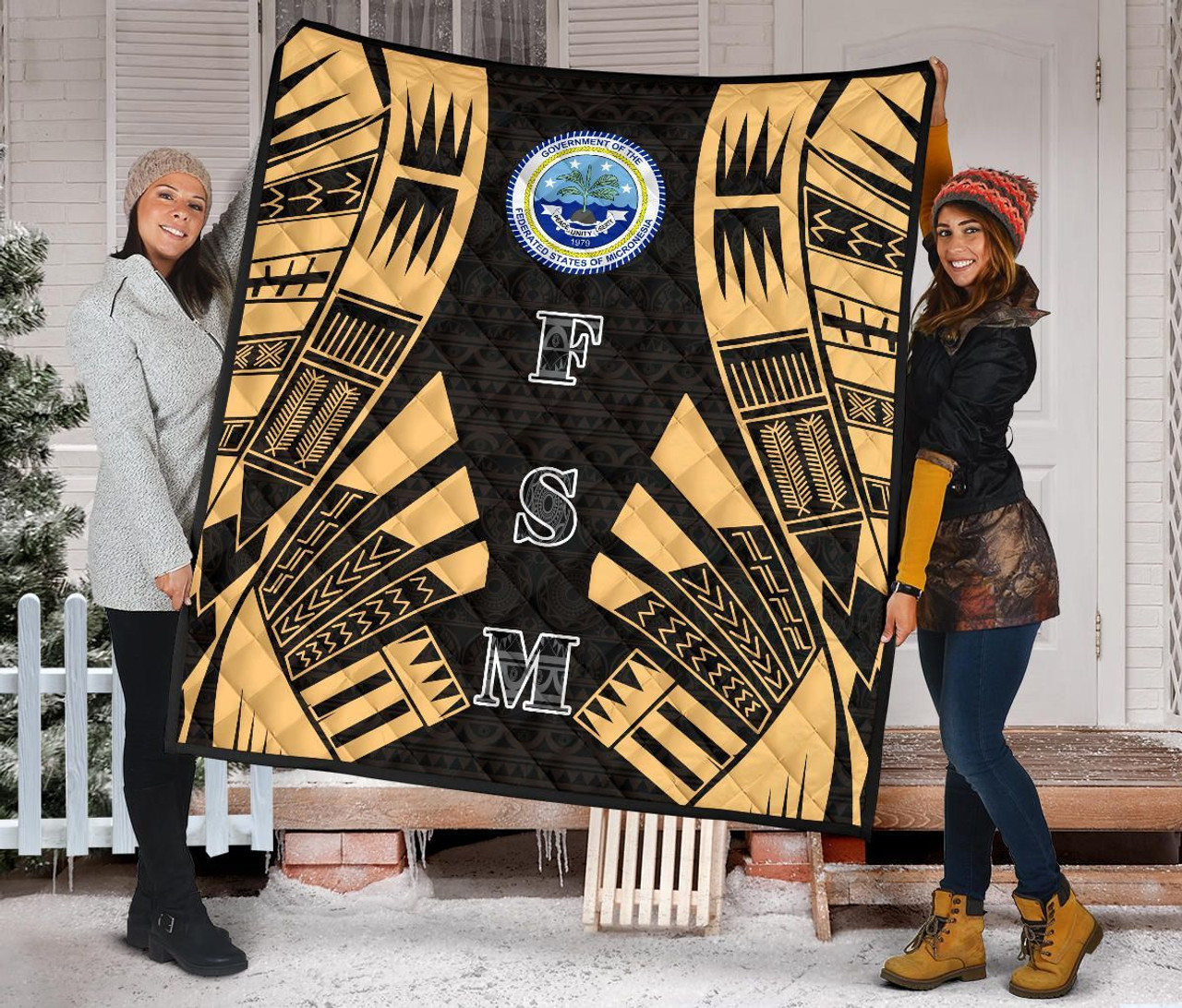 Federated States Of Micronesia Premium Quilt - Federated States Of Micronesia Seal Polynesian Gold Tattoo 2