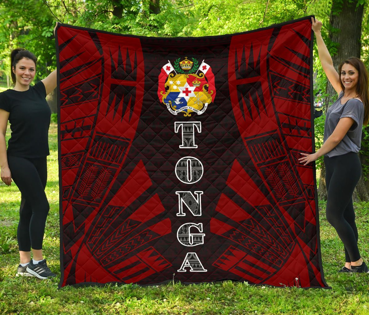 Tonga Premium Quilt - Tonga Coat Of Arms Polynesian Red Tattoo 1