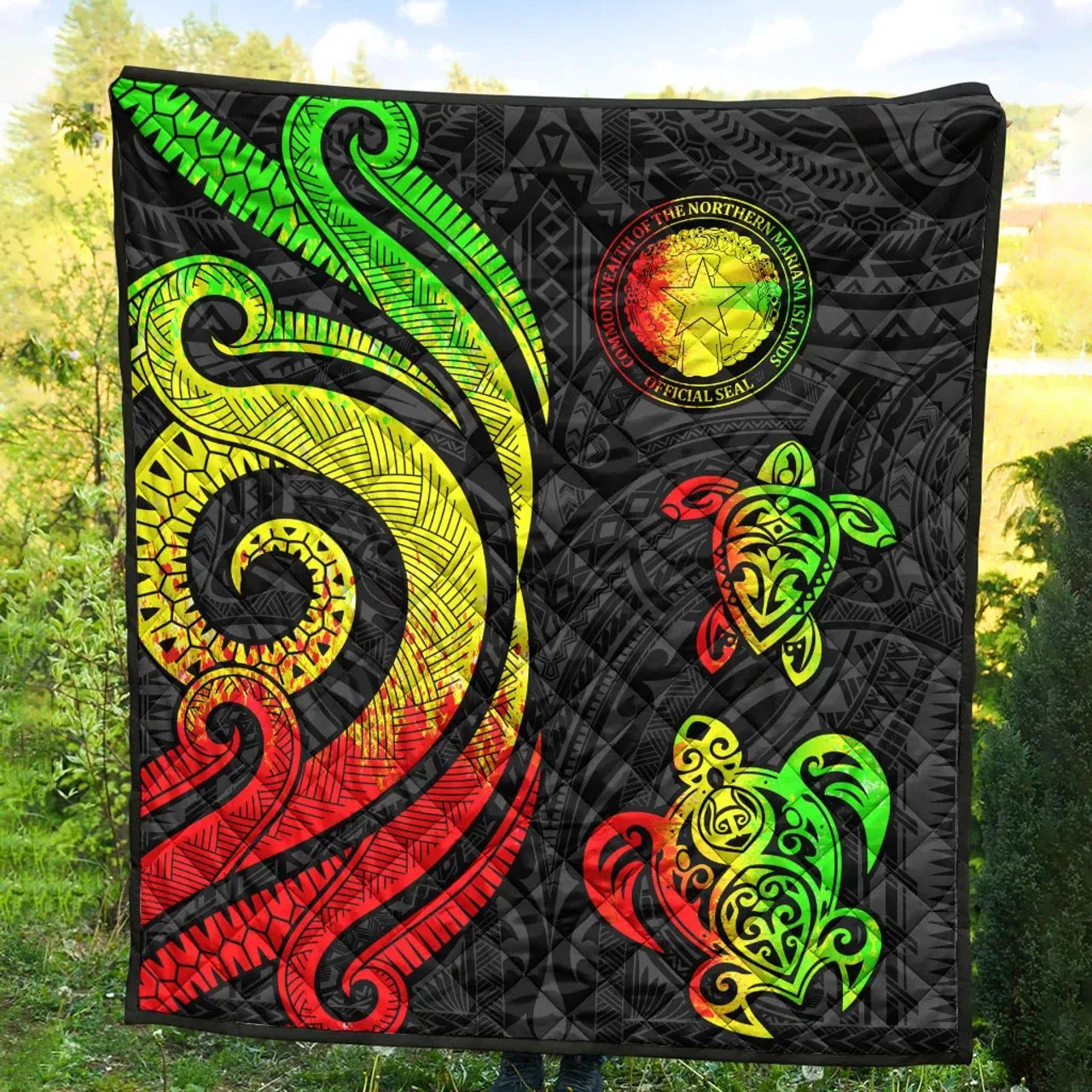 Northern Mariana Islands Premium Quilt - Reggae Tentacle Turtle 5