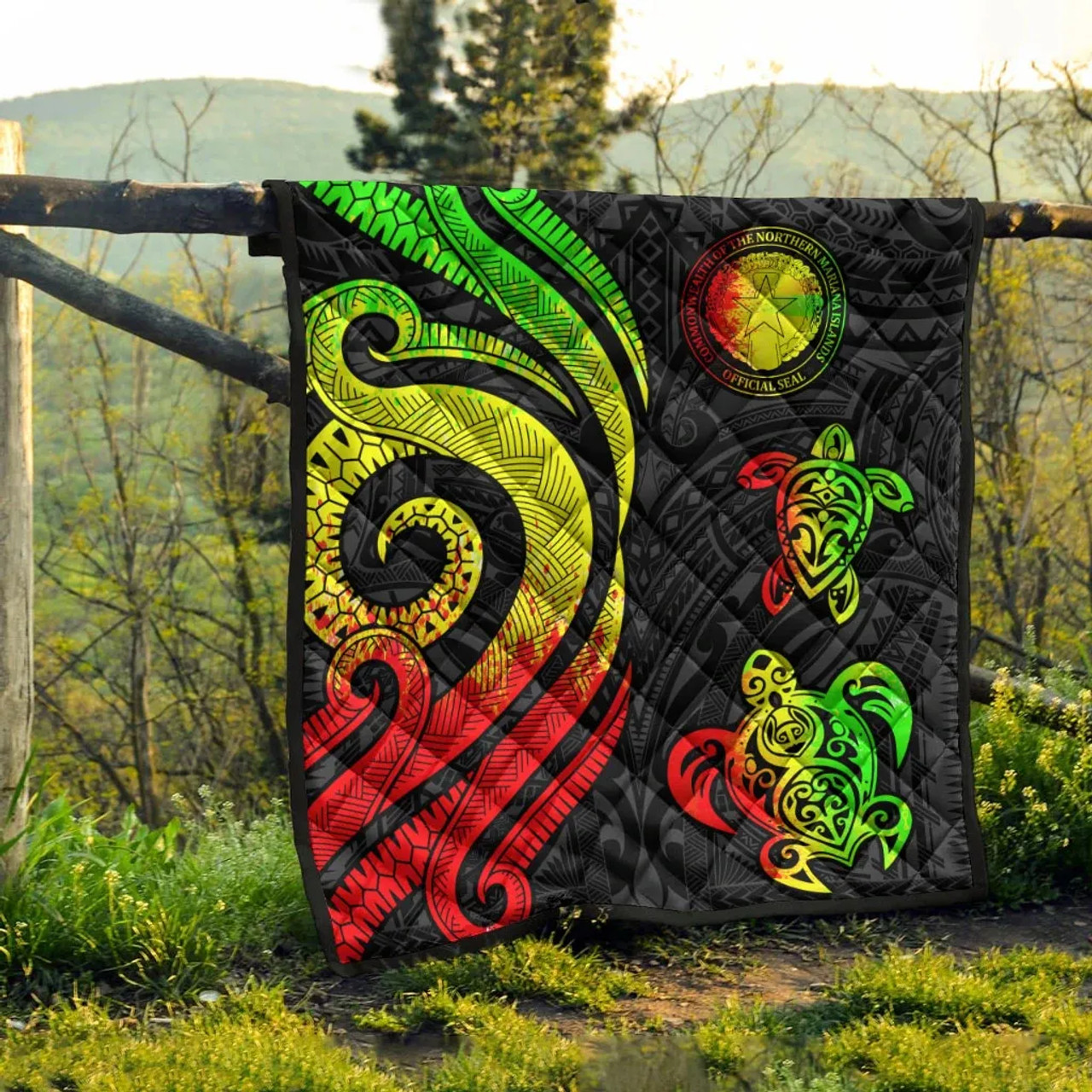 Northern Mariana Islands Premium Quilt - Reggae Tentacle Turtle 7