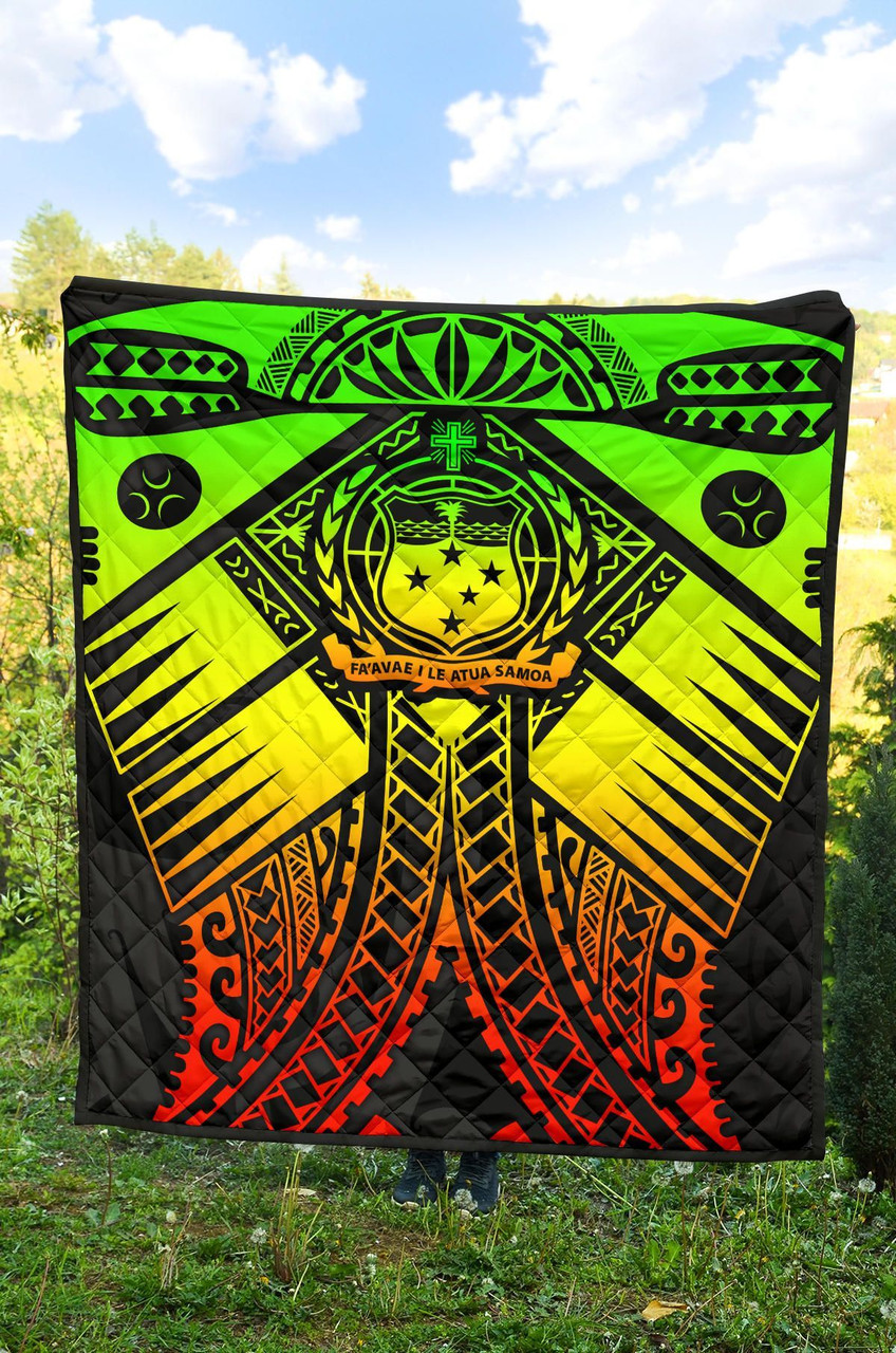 Samoa Polynesian Premium Quilt - Samoa Reggae Seal with Polynesian Tattoo 4