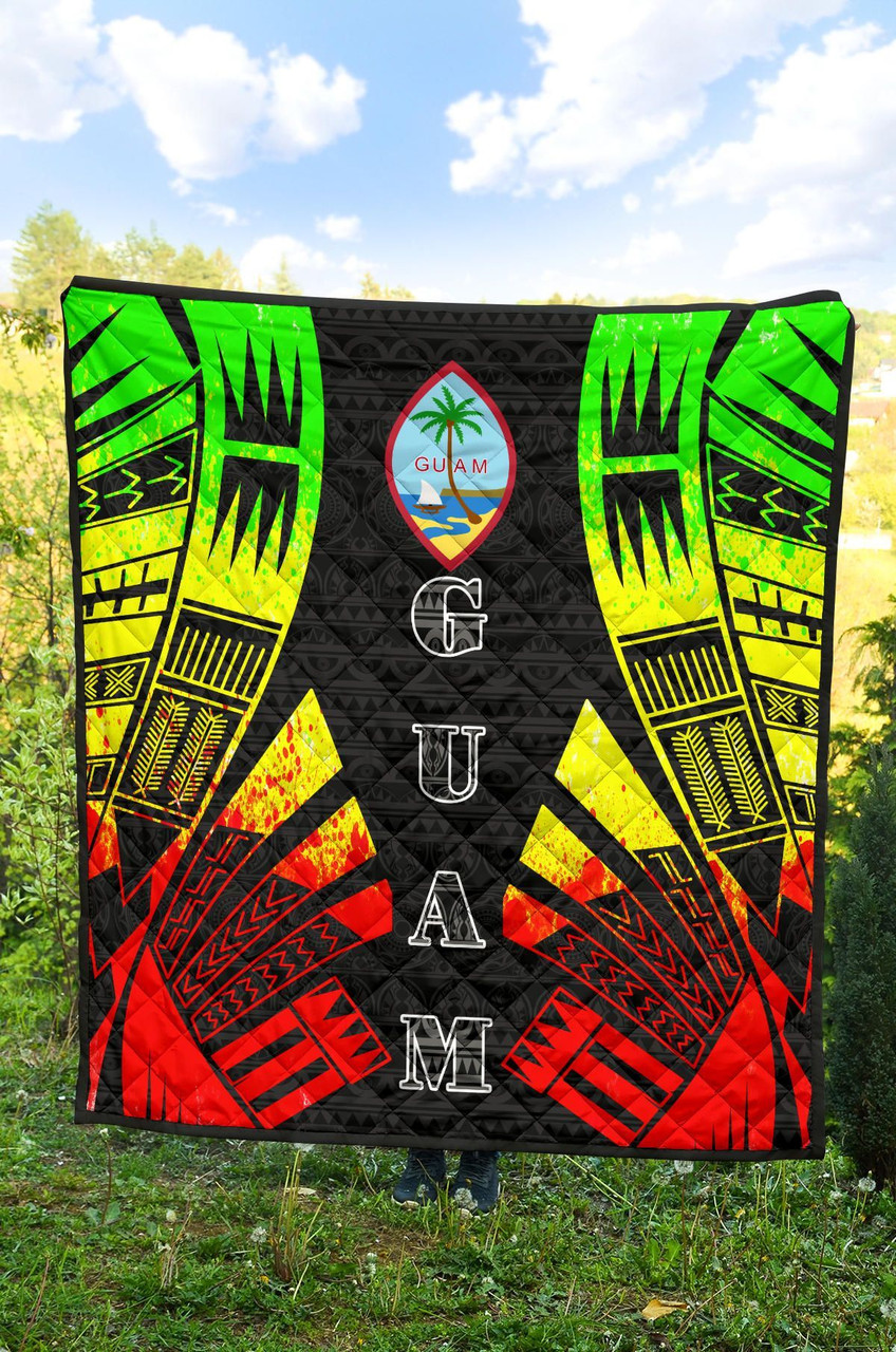 Guam Premium Quilt - Polynesian Tattoo Reggae 4