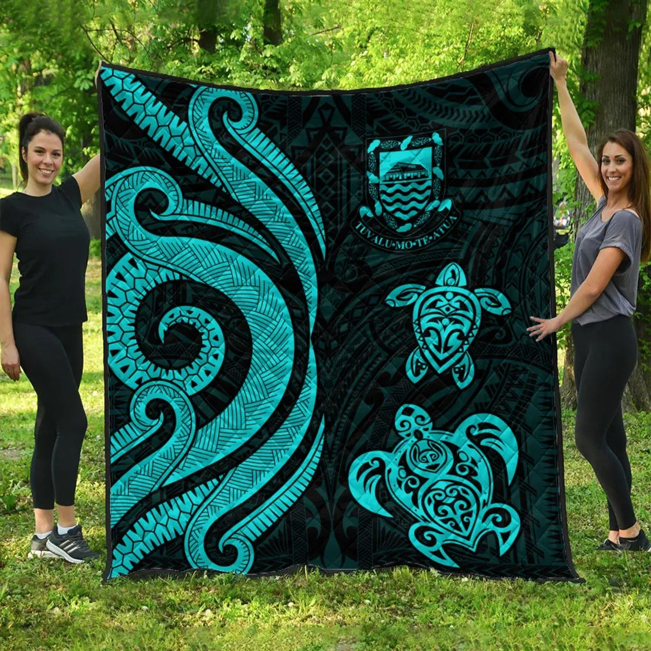 Tuvalu Premium Quilt - Turquoise Tentacle Turtle 1