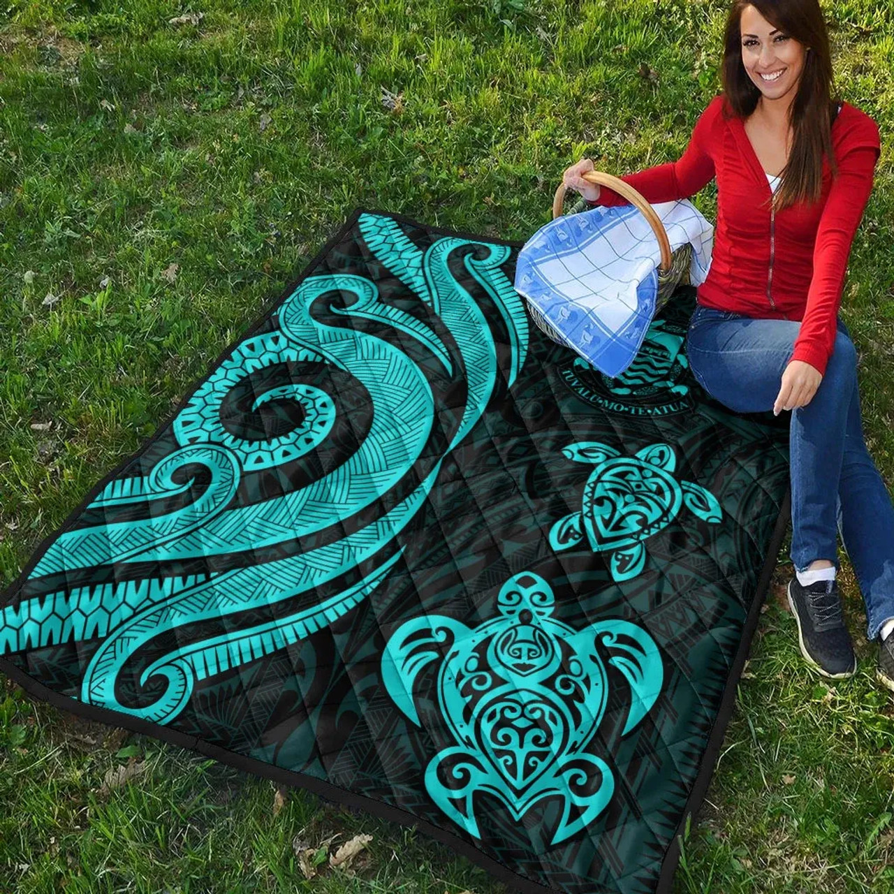 Tuvalu Premium Quilt - Turquoise Tentacle Turtle 2