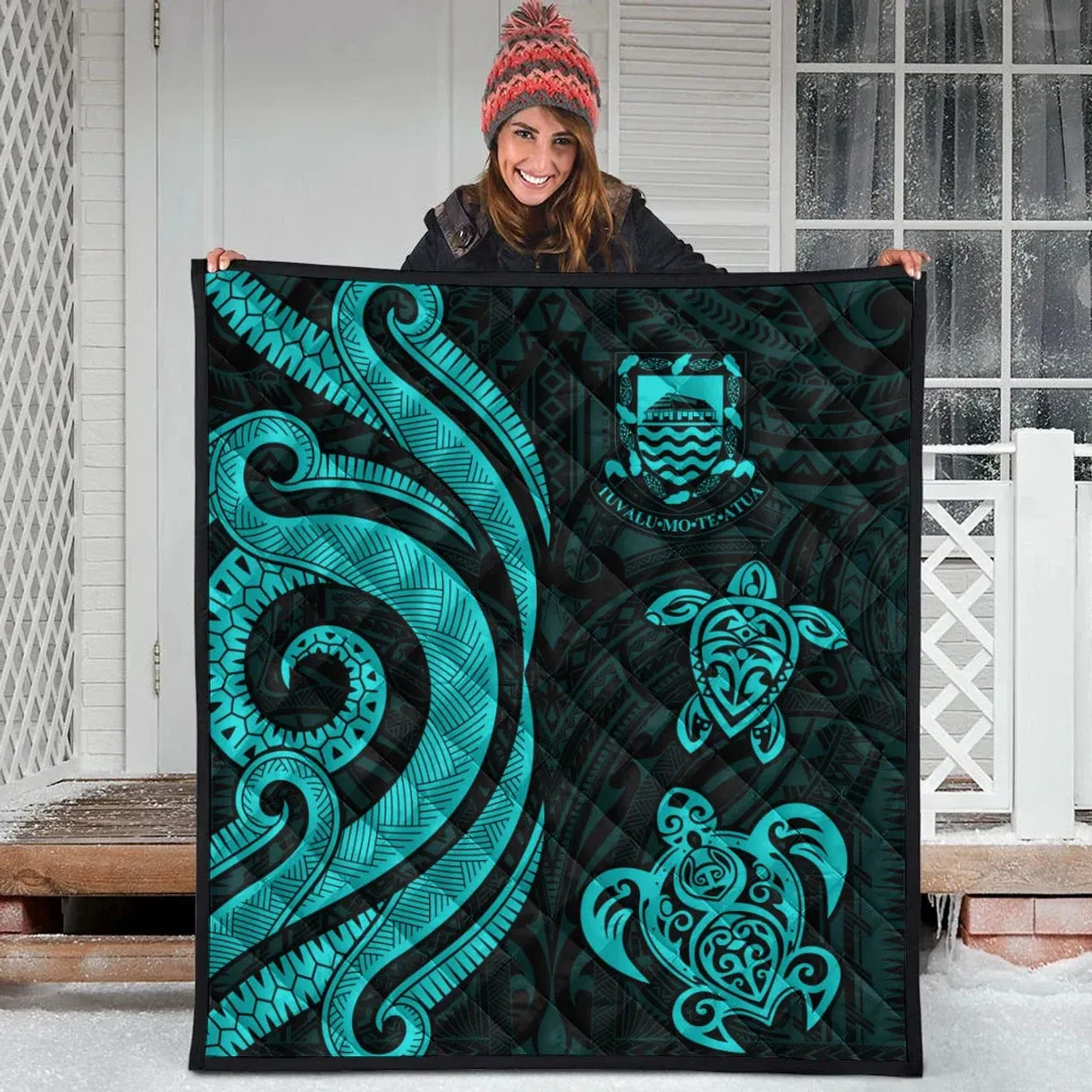 Tuvalu Premium Quilt - Turquoise Tentacle Turtle 10