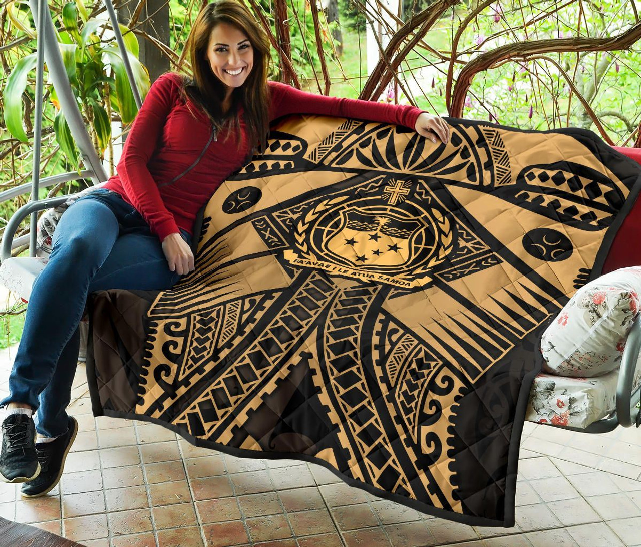 Samoa Polynesian Premium Quilt - Samoa Gold Seal with Polynesian Tattoo 7