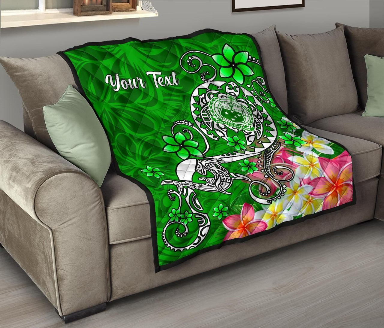 Samoa Custom Personalised Premium Quilt - Turtle Plumeria (Green) 9