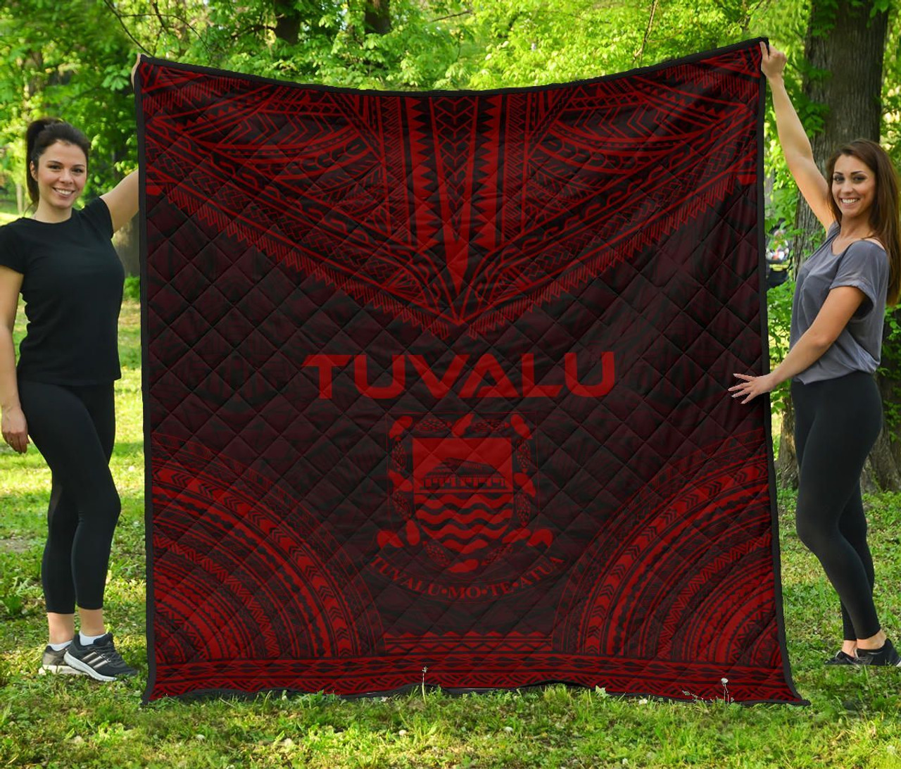 Tuvalu Premium Quilt - Tuvalu Coat Of Arms Polynesian Chief Red Version 1