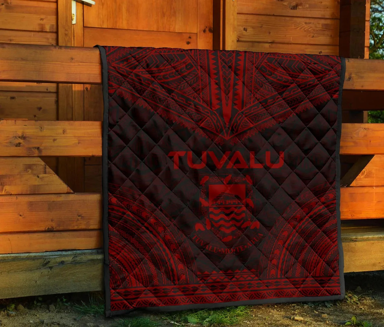 Tuvalu Premium Quilt - Tuvalu Coat Of Arms Polynesian Chief Red Version 7
