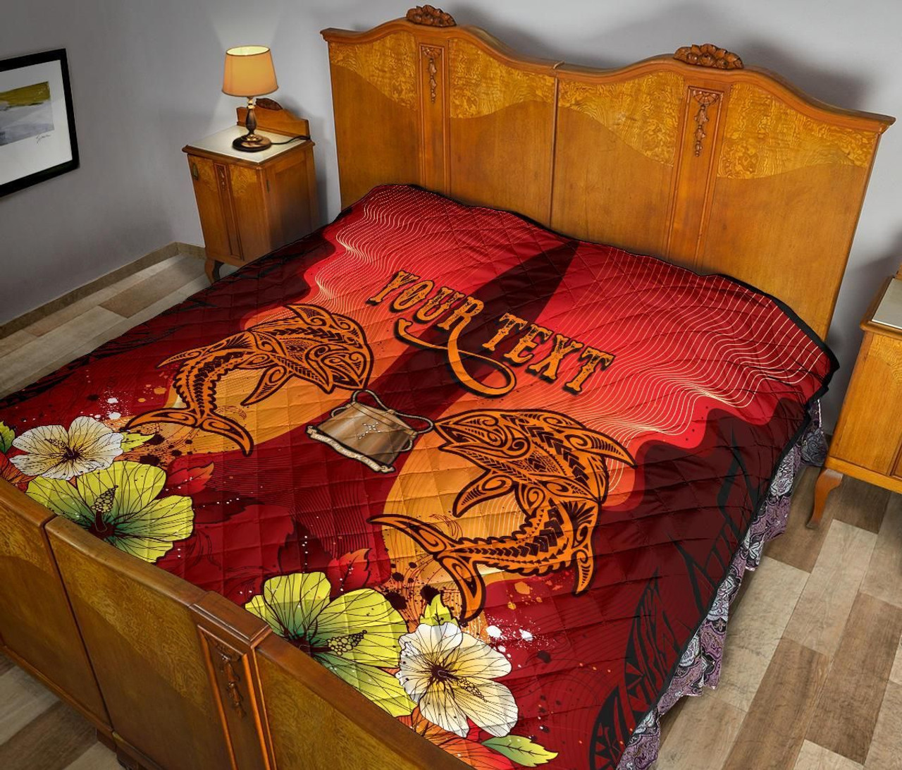 Tokelau Personalised Premium Quilt - Tribal Tuna Fish 3