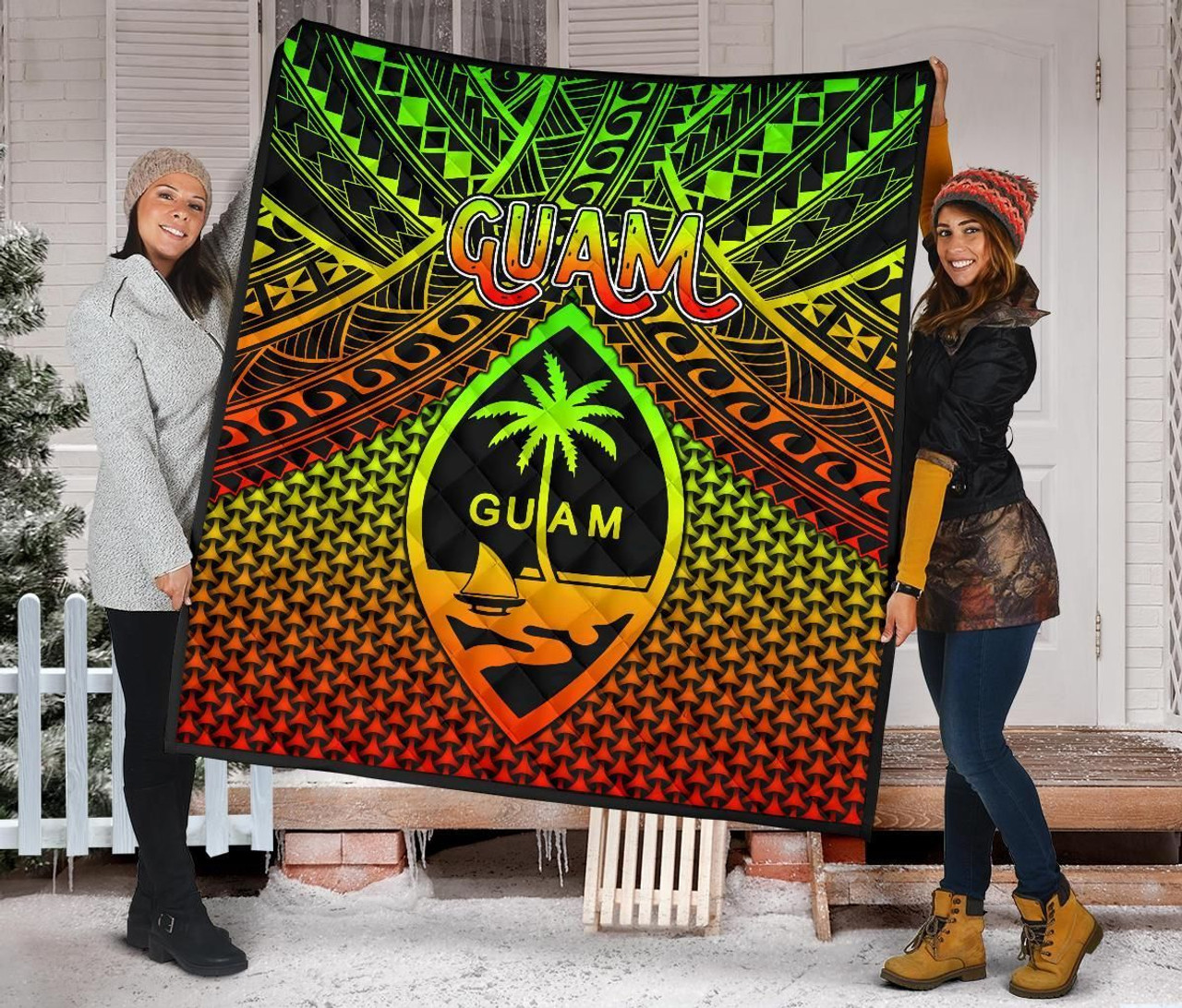 Polynesian Guam Premium Quilt - Reggae Vintage Polynesian Patterns 3