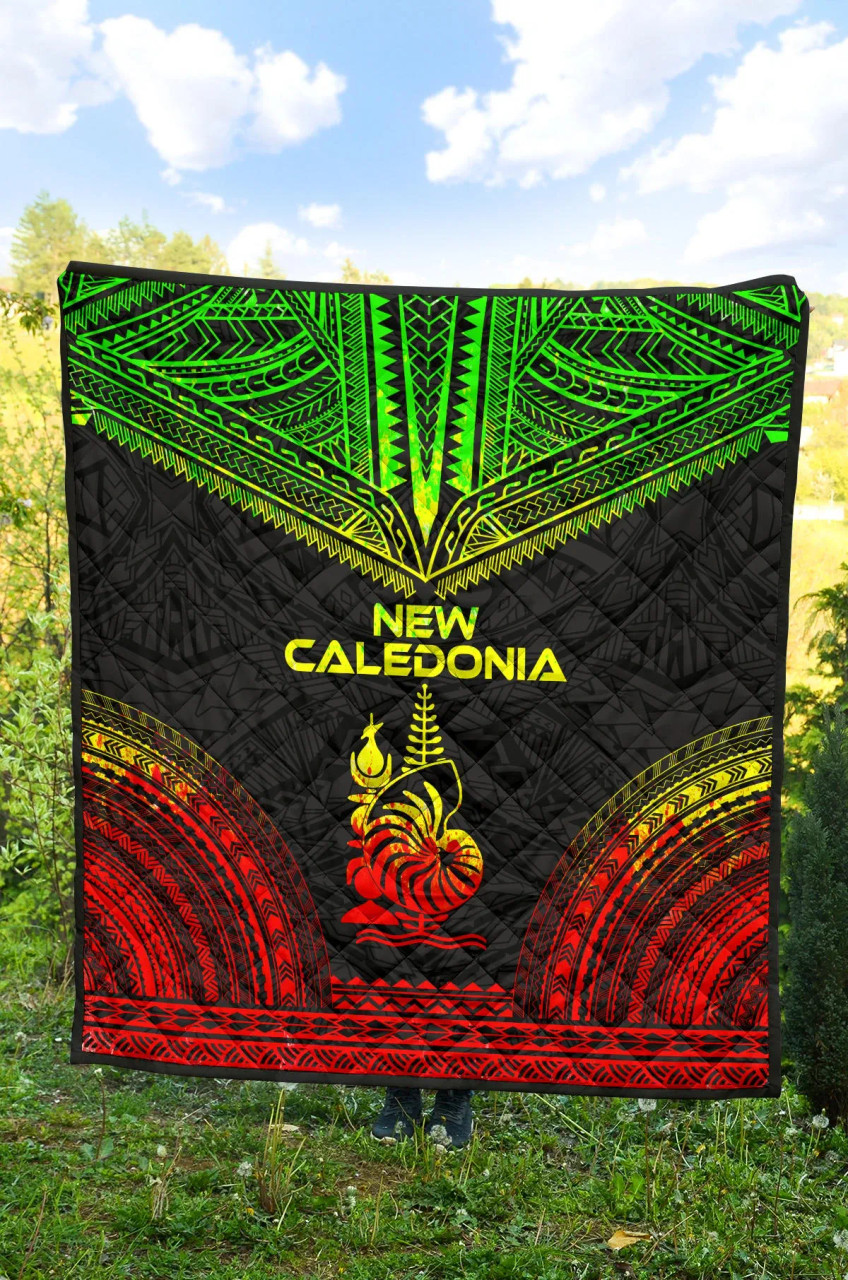 New Caledonia Premium Quilt - New Caledonia Coat Of Arms Polynesian Chief Reggae Version 2