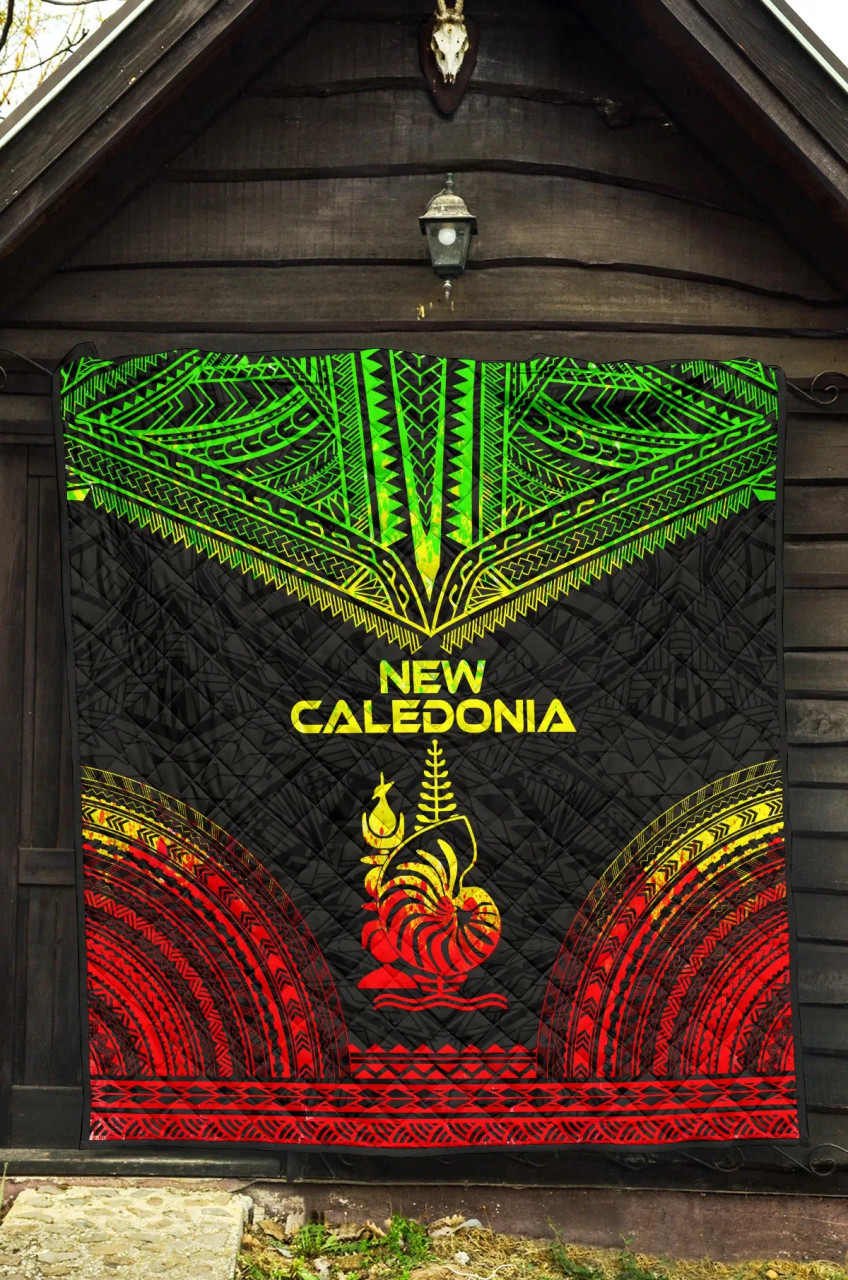 New Caledonia Premium Quilt - New Caledonia Coat Of Arms Polynesian Chief Reggae Version 3
