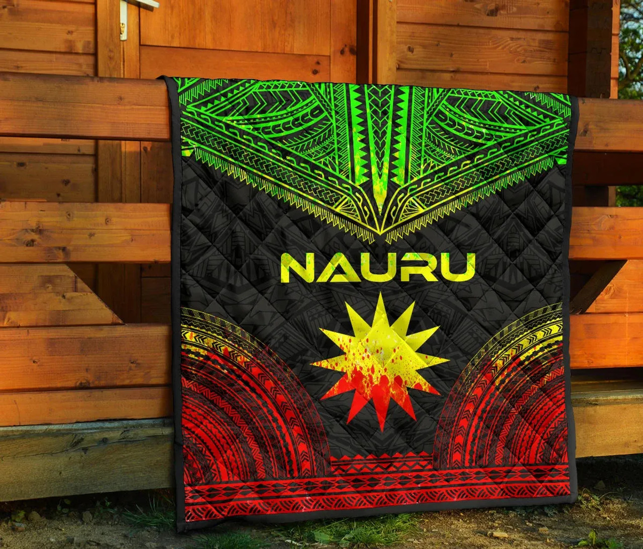 Nauru Premium Quilt - Nauru Flag Polynesian Chief Reggae Version 7