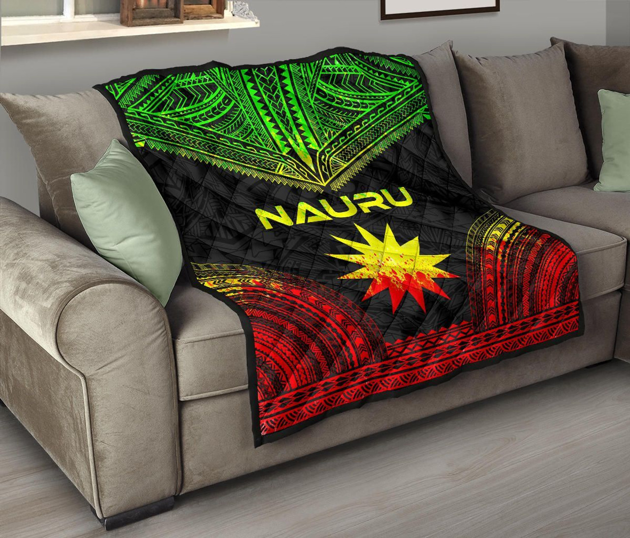 Nauru Premium Quilt - Nauru Flag Polynesian Chief Reggae Version 8