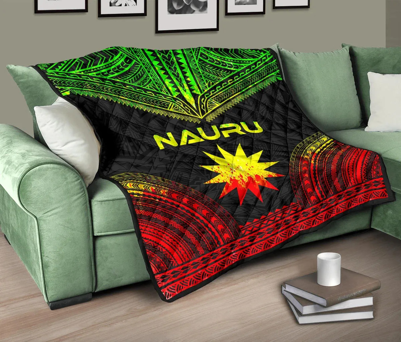 Nauru Premium Quilt - Nauru Flag Polynesian Chief Reggae Version 10