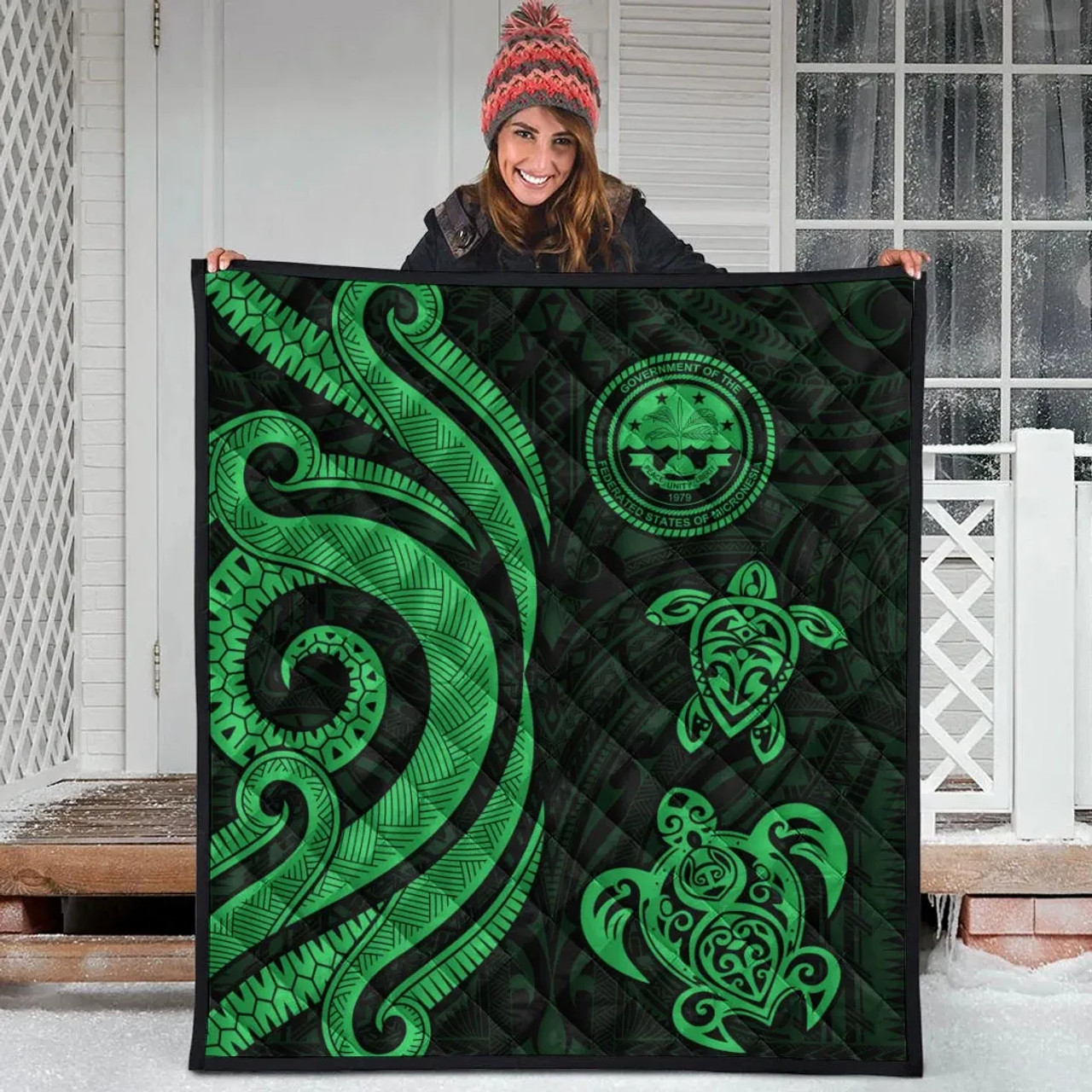 Federated States of Micronesia Premium Quilt - Green Tentacle Turtle 10