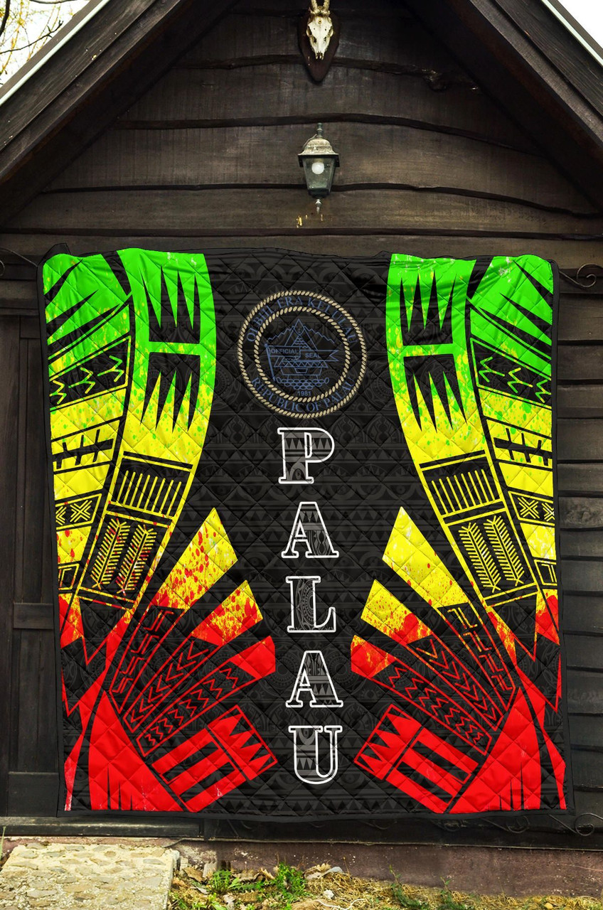 Palau Premium Quilt - Palau Seal Polynesian Reggae Tattoo 5