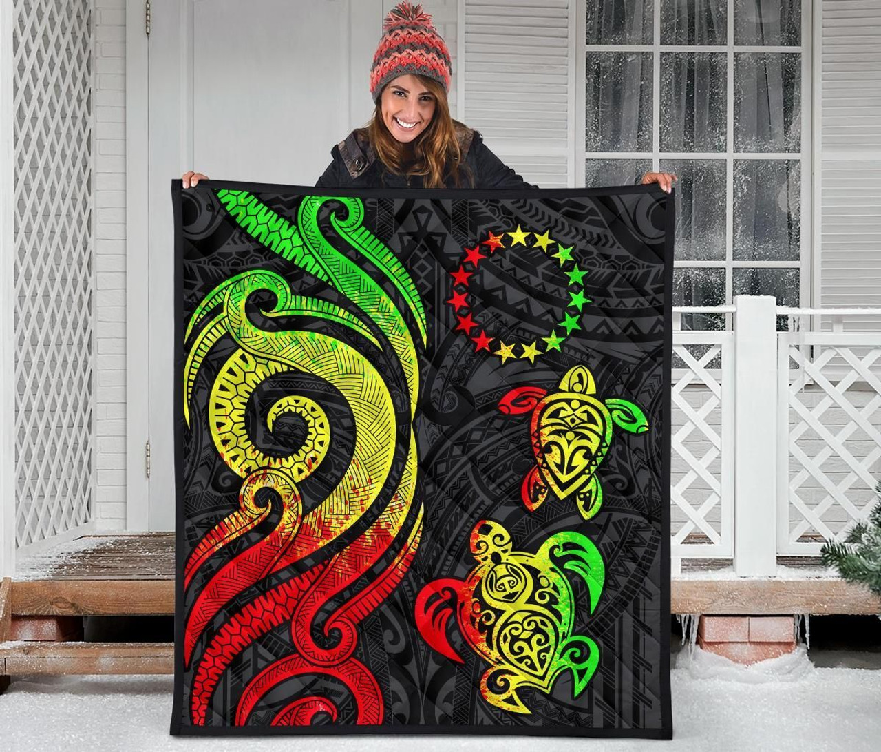 Cook Islands Premium Quilt - Reggae Tentacle Turtle 3