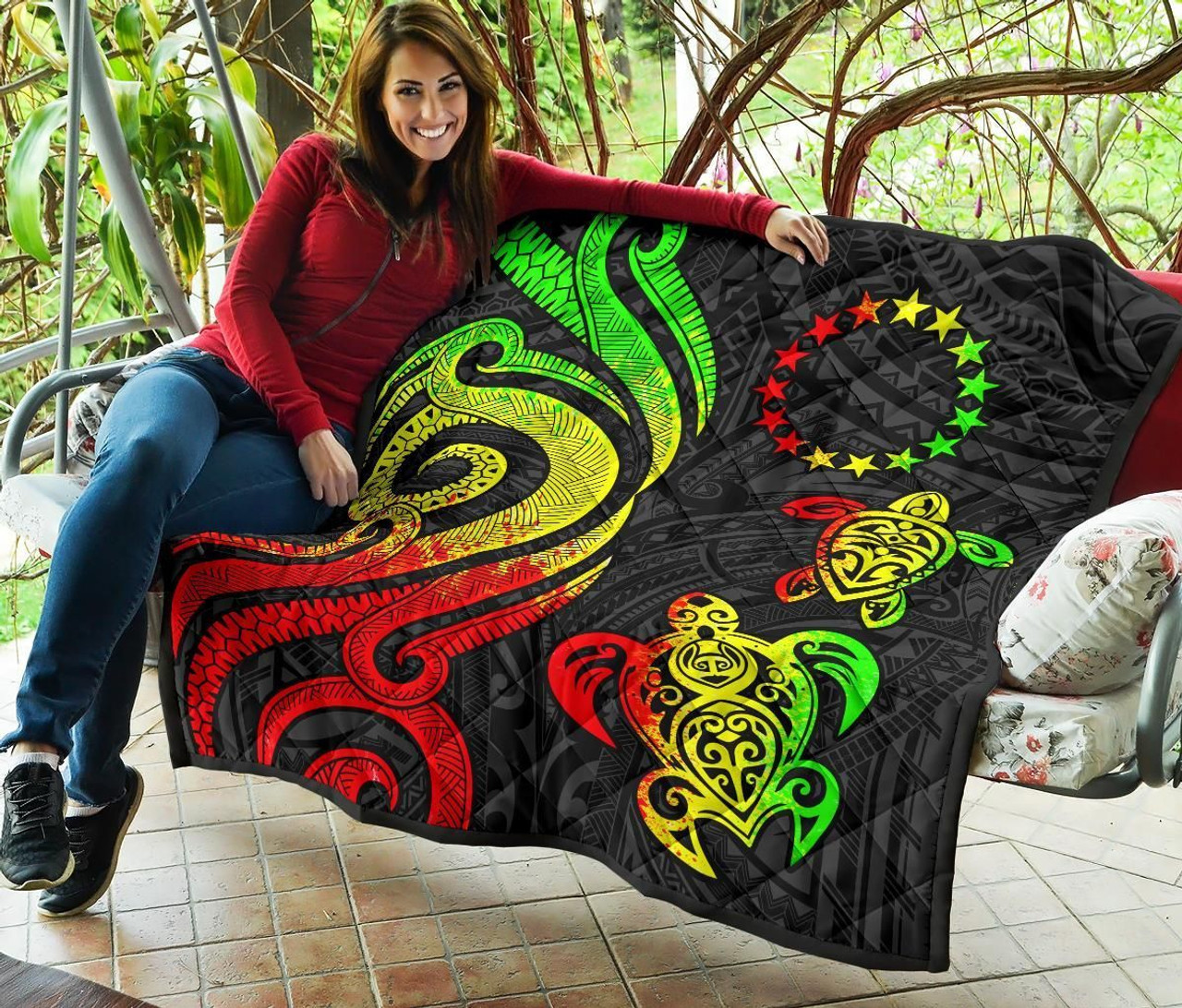 Cook Islands Premium Quilt - Reggae Tentacle Turtle 7