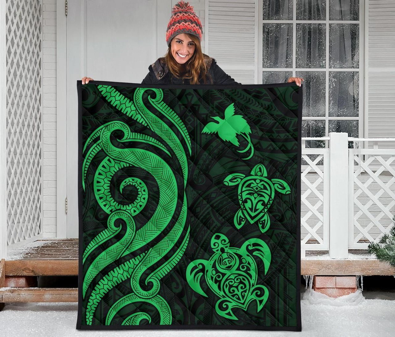 Papua New Guinea Premium Quilt - Green Tentacle Turtle 3