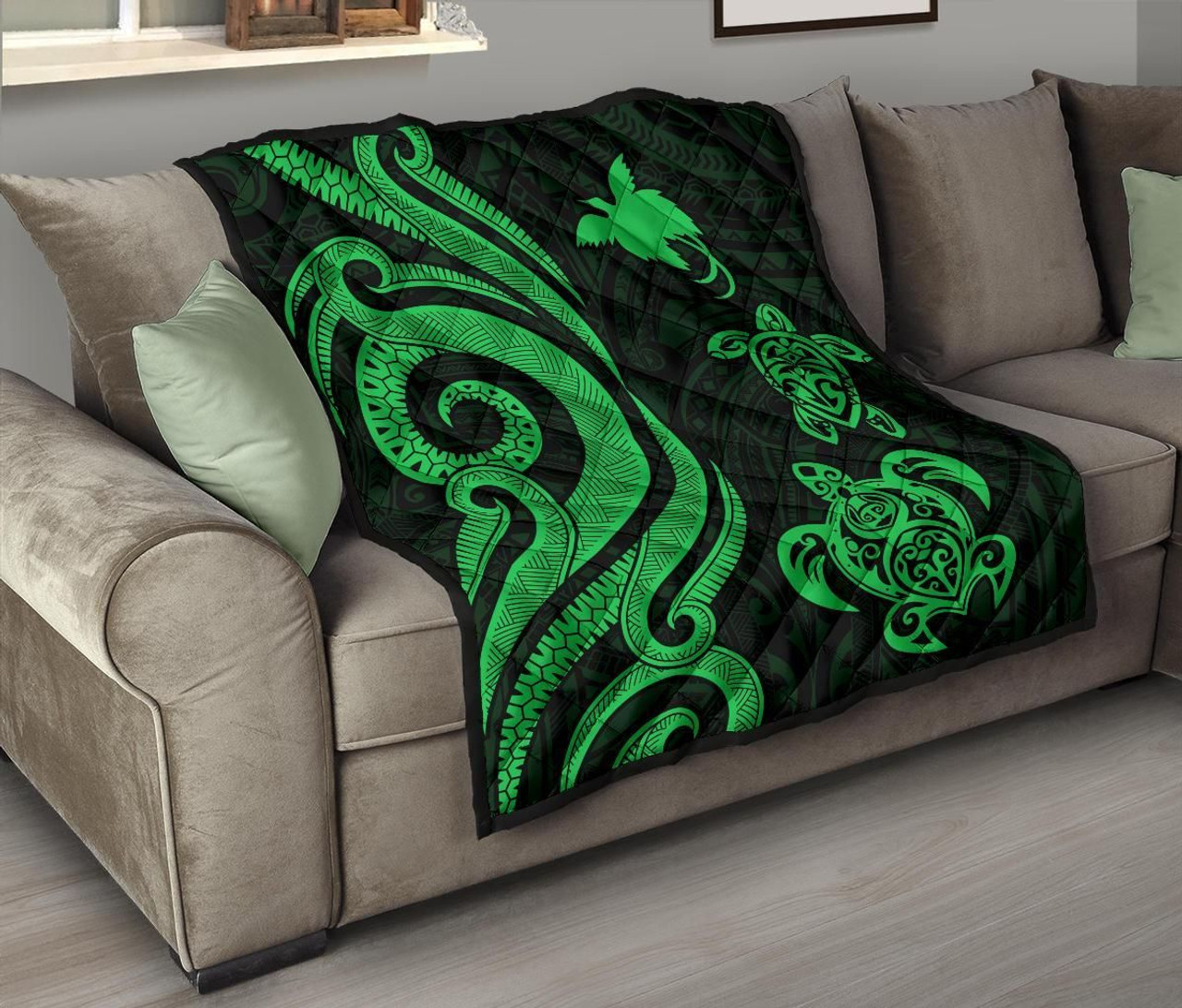 Papua New Guinea Premium Quilt - Green Tentacle Turtle 9