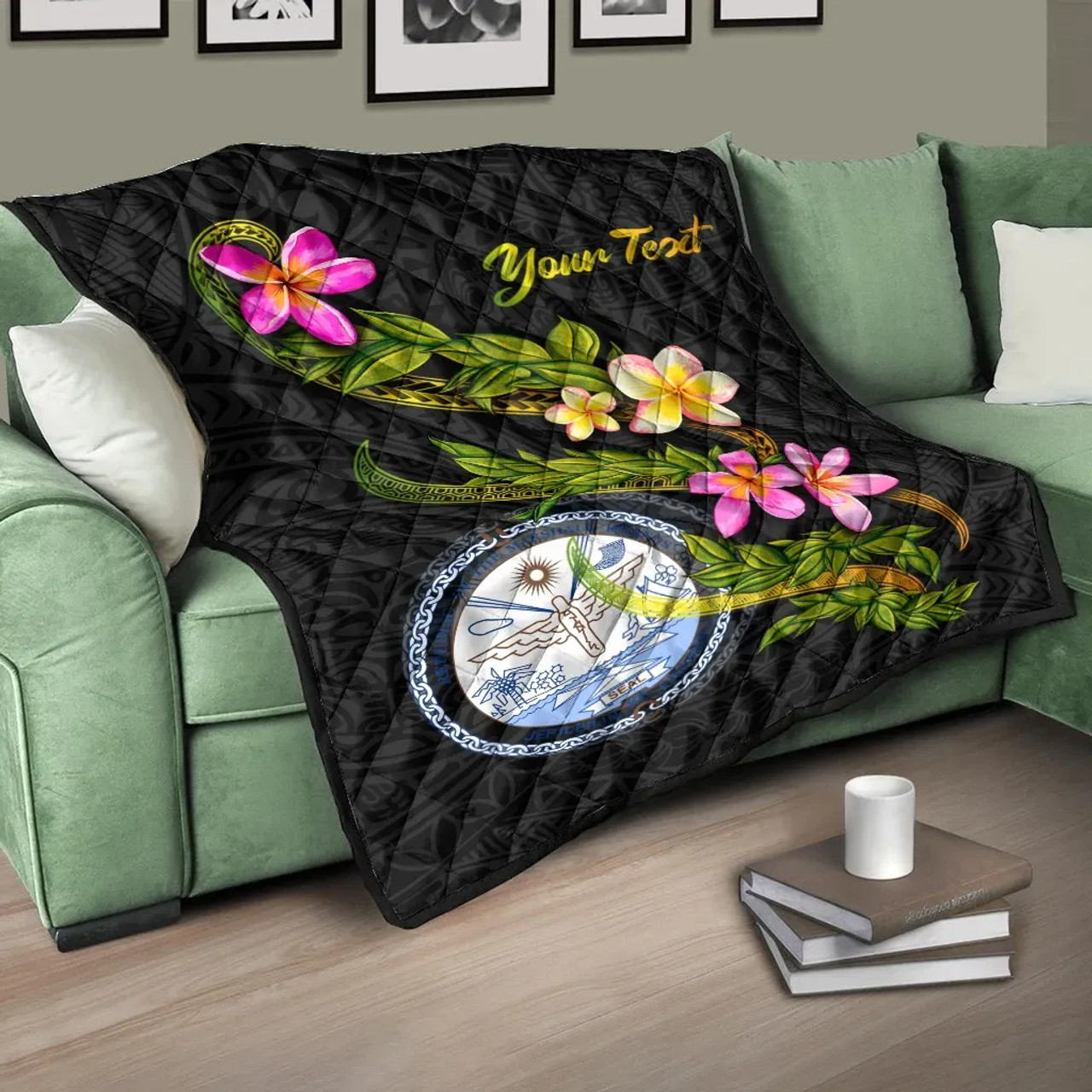 Marshall Islands Polynesian Custom Personalised Quilt - Plumeria Tribal 10