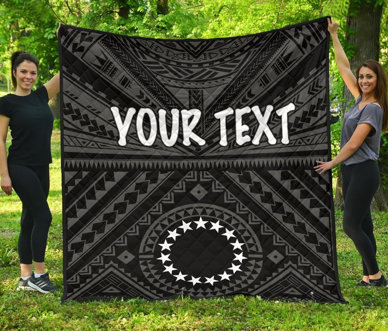 Cook Islands Personalised Premium Quilt - Seal With Polynesian Tattoo Style ( Black) 8