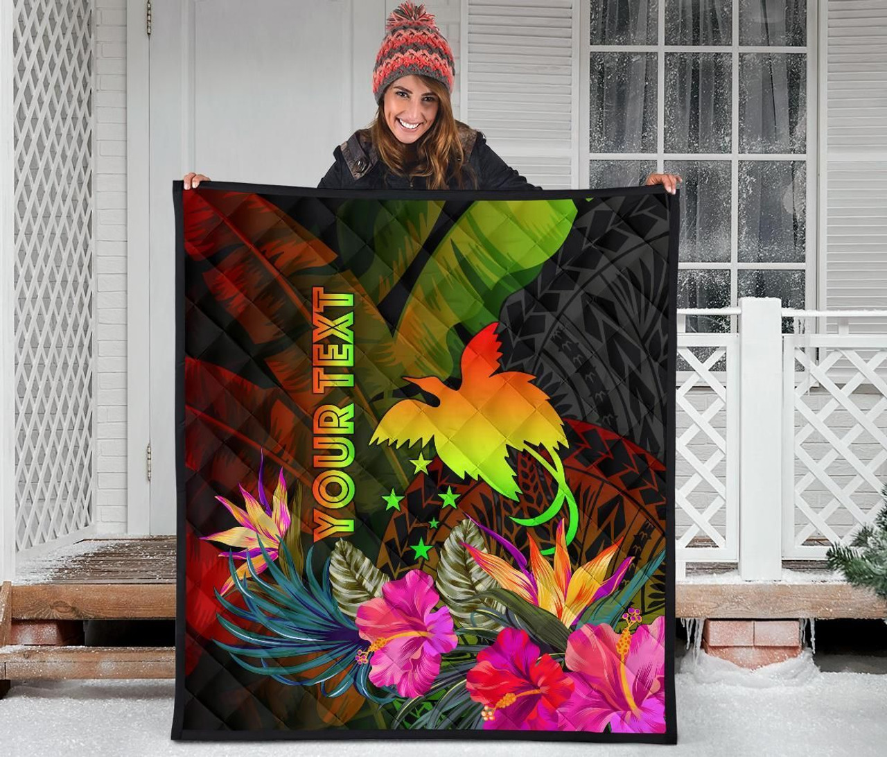 Papua New Guinea Polynesian Personalised Premium Quilt -  Hibiscus and Banana Leaves 4